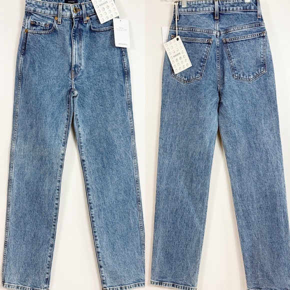 Khaite Abigail High Rise Straight Leg Jeans - Lakeland Stretch - Picture 6 of 13